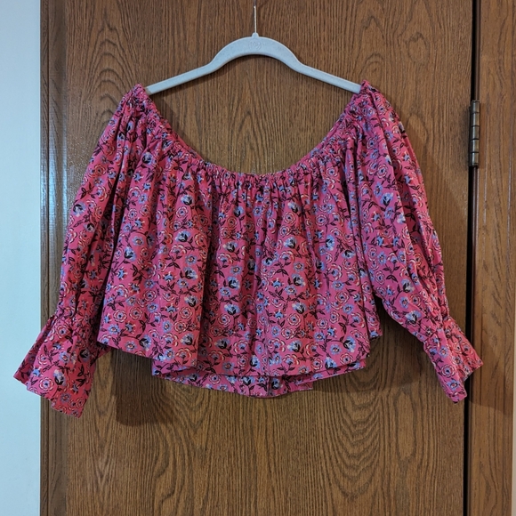 Free People James Smocked Pink Floral Top, Size XS - Picture 8 of 10